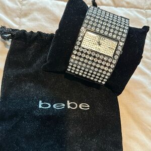 Bebe Rhinestone Cuff Watch